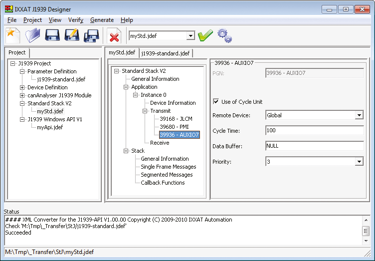 Ixxat SAE J1939 Designer